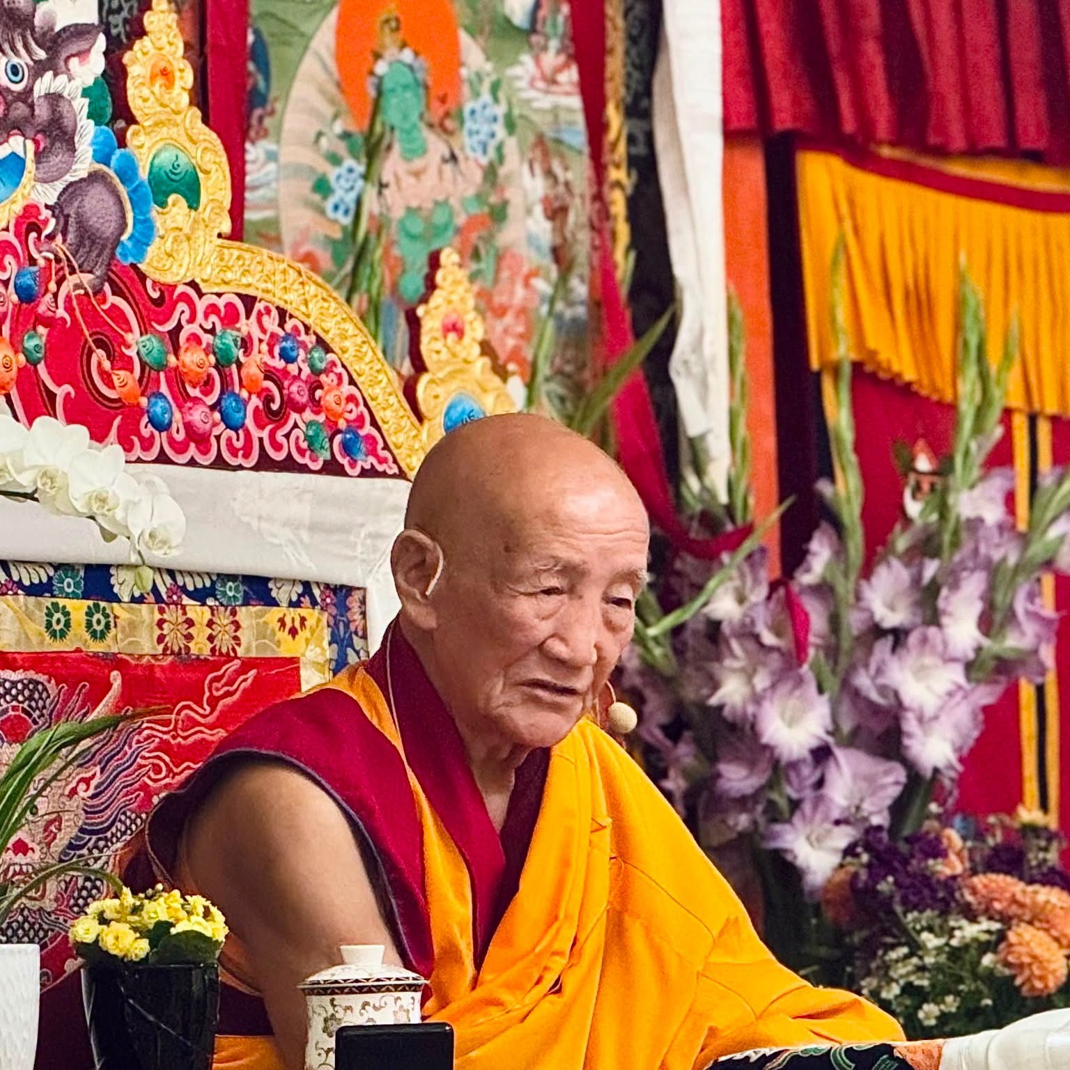 Gyumed Khensur Rinpoche bestows a weekend of teachings and an initiation at Land of Medicine Buddha. Photo courtesy of the Land of Medicine Buddha Facebook page.