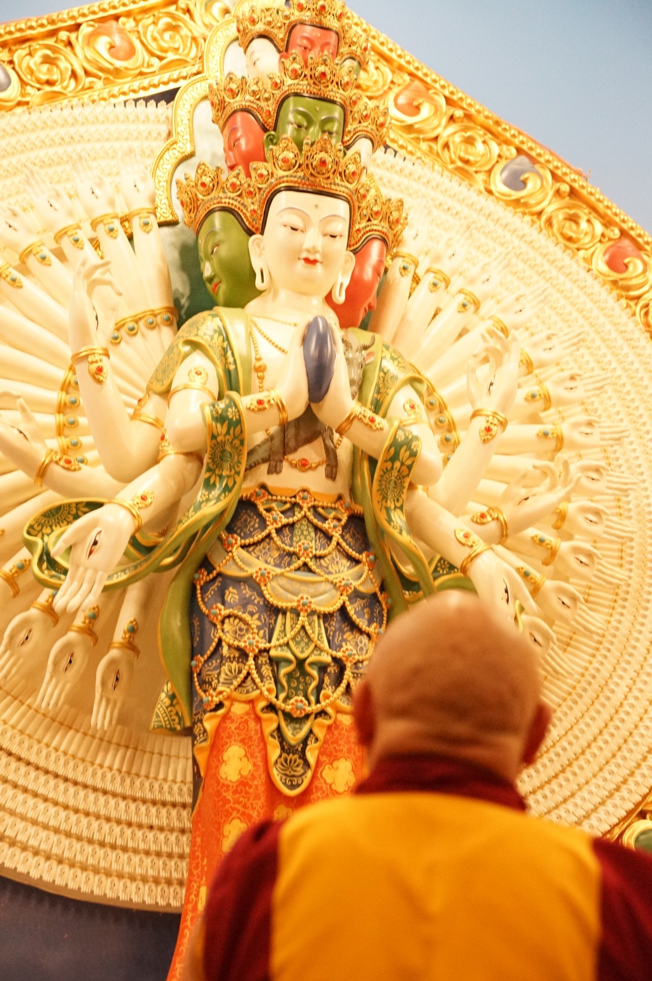 Geshe Phuntsok Tsultrim during the consecration of Chenrezig statue. July 11, 2026, Chenrezig Institute. Photo courtesy of CI