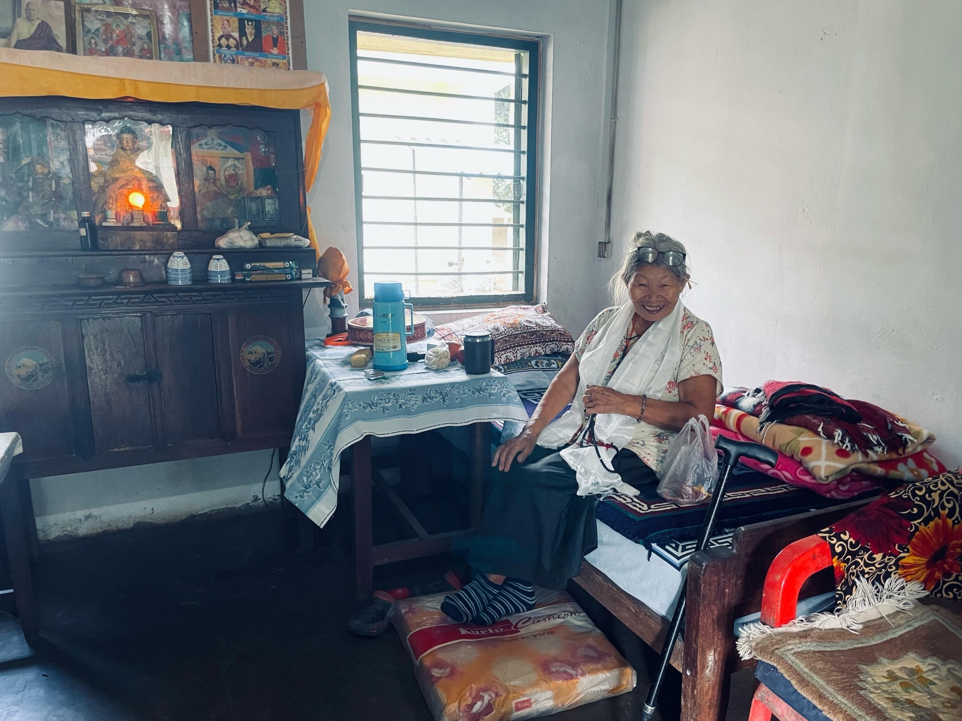 Phuntsokling Old People’s Home, Odisha (13 Elders), here Phuntsokling OPH’s resident Samten Choetso