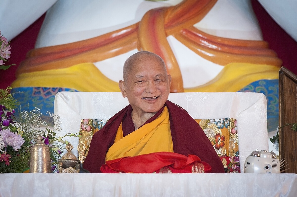 Rinpoche teaching during the 100 Million Mani Retreat 05-Oct-2017 ILTK. Italy Photo by Lobsang Sherab