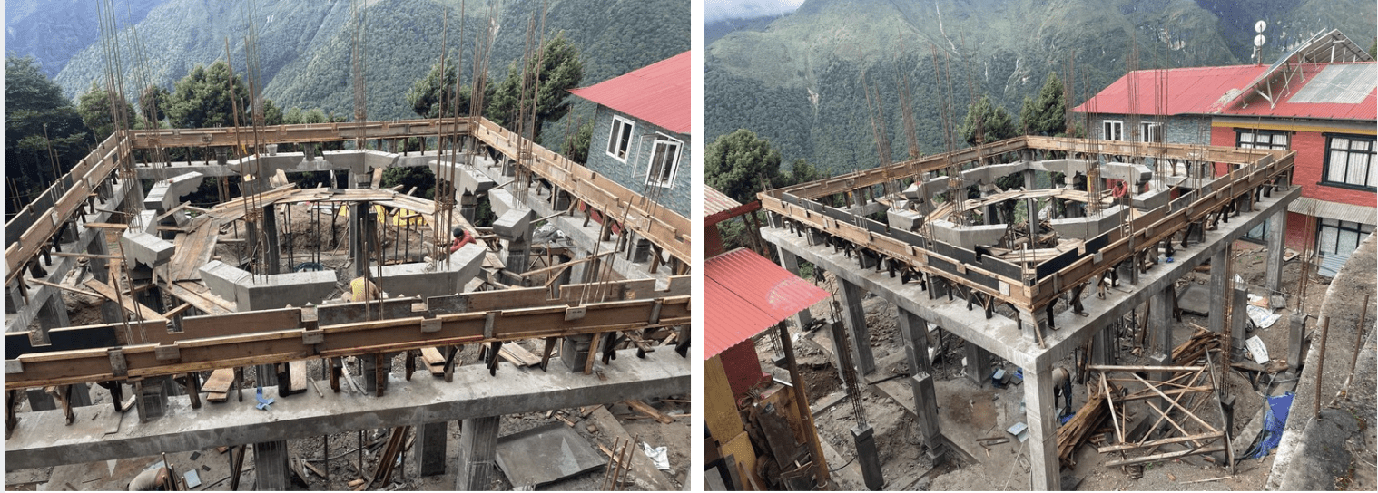 The beginning of the building of the Zangdog Palri in Lawudo.