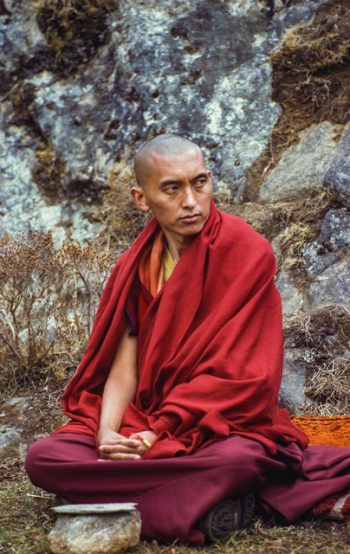 Lama Zopa Rinpoche pictured on the poster that first caught Merry Colony's eye at a weekend teaching in Santa Cruz, 1979. Photographer unknown.