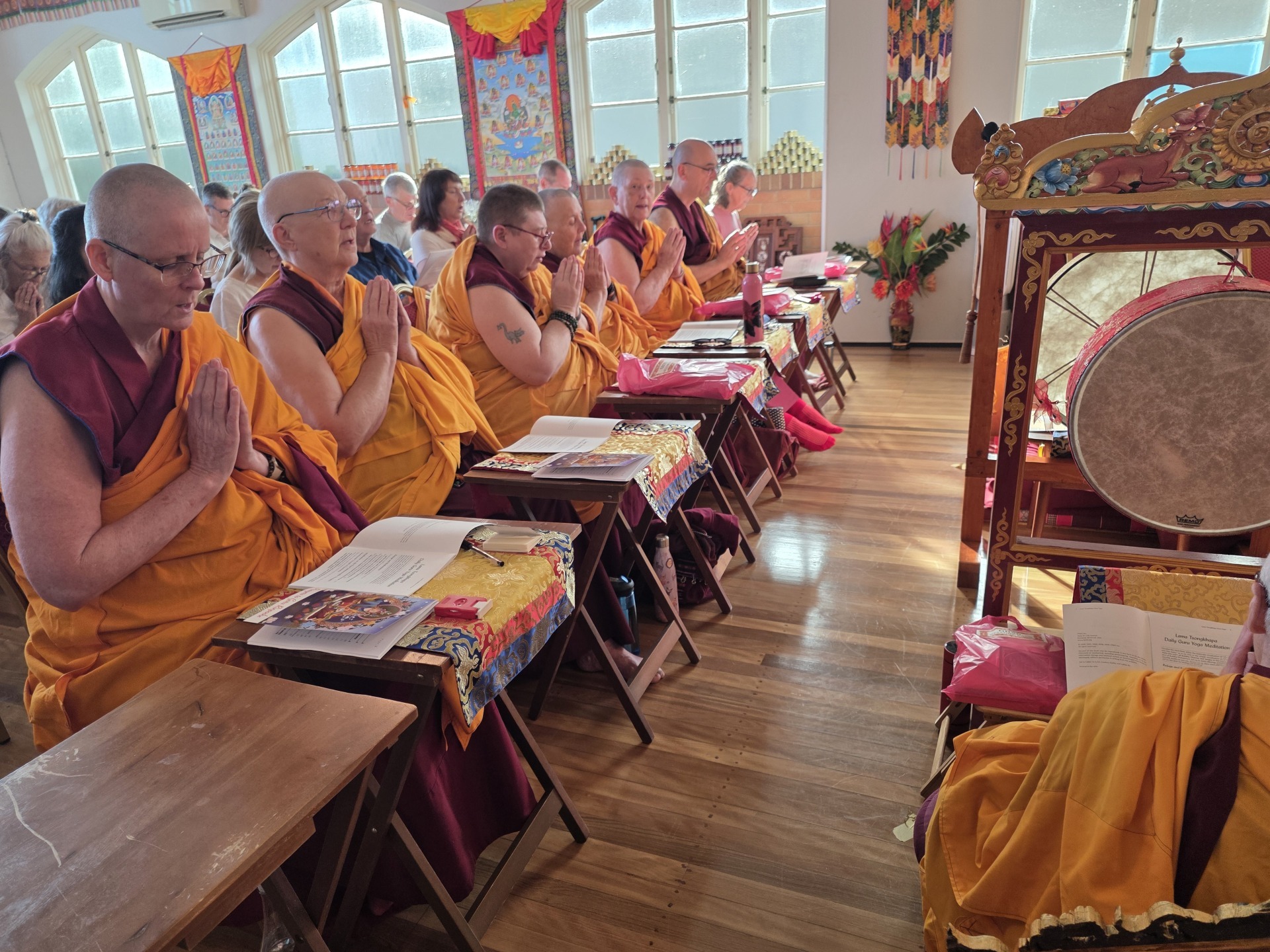 Prayers for the Guru Bumtsog practice, September 2026, Langri Tangpa Centre, Australia. Photo courtesy of LTC.