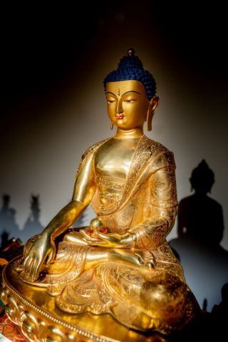 Statue of Shakyamuni Buddha, Martigny, Switzerland, November 2018. Photo by Harald Weichhart.