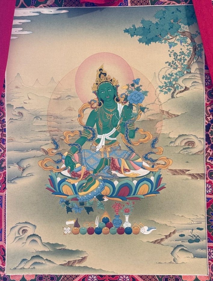 The first Tara thangka, painted and offered to Arya Tara Institute in 2025