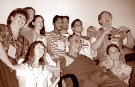 Kids at the PeaceJam Youth Conference with the Dalai Lama in Denver, Colorado on June 1, 1997 at Regis University. Photo courtesy of PeaceJam