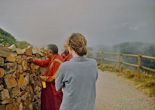Khensur Jampa Tegchok blessing the mountains nearby Tushita. Photo courtesy of Tushita Retreat Centre.