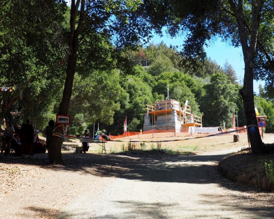 The finish line and the Mahabodhi Stupa being built at Land of Medicine Buddha, California, US, August 2015. Photo courtesy of Mer Stafford.