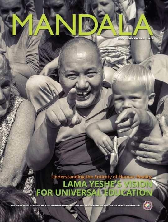 COVER: Lama Thubten Yeshe with child at Maitreya Instituut, the Netherlands, 1981. Photo by Ina van Delden. Digital enhancement by David Zinn. Photo courtesy of Lama Yeshe Wisdom Archive.