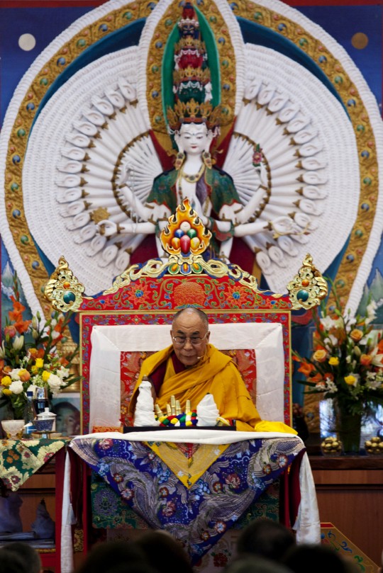 His Holiness the Dalai Lama at Chenrezig Institute, Eudlo, Queensland, Australia, June 2011. Photo by Bonnie Jenkins.
