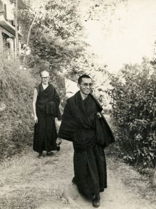 Lama Zopa Rinpoche with Dieter Kratzer, Nepal, 1976. Photo by Dan Laine, courtesy of Lama Yeshe Wisdom Archive.