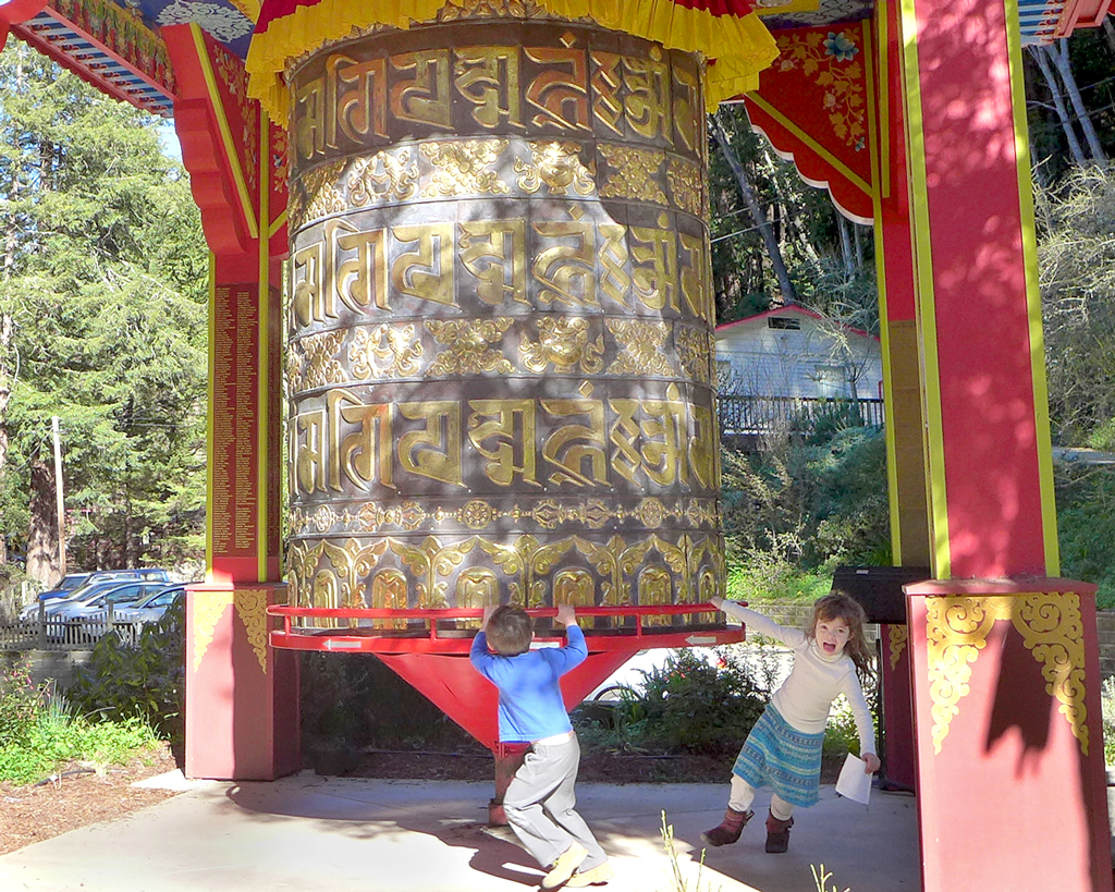Prayer wheel at Land of Medicine Buddha, California, US, January 2015. Photo by Laura Miller.
