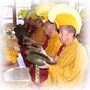 His Holiness the Dalai Lama offering puja.