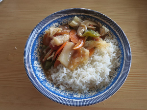 mon rice with veg