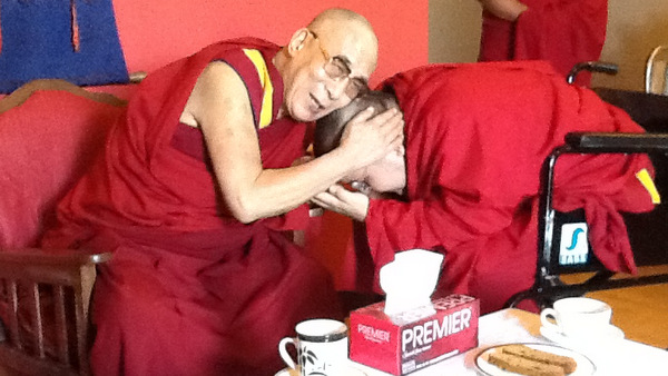 His Holiness the Dalai Lama with His Eminence Ling Rinpoche, January 2013. Photo used with permission.