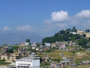 Khachoe Ghakyil Nunnery (foreground left) with Kopan Monastery in the background, Nepal, 2009. Photo courtesy of Kopan Monastery.