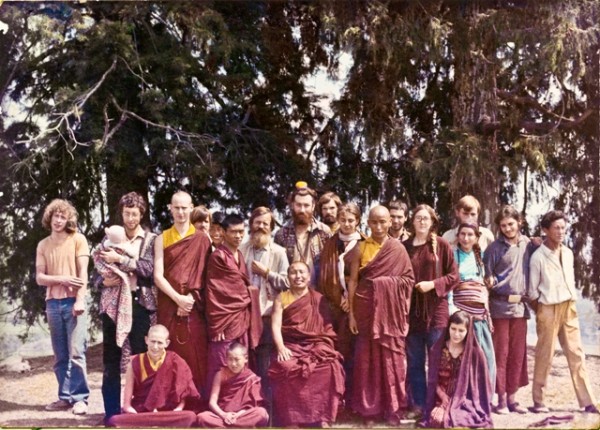 Massimo Corona (second from far left, standing with baby) at the Second Kopan Course, 1972. Photo courtesy of Lama Yeshe Wisdom Archive.