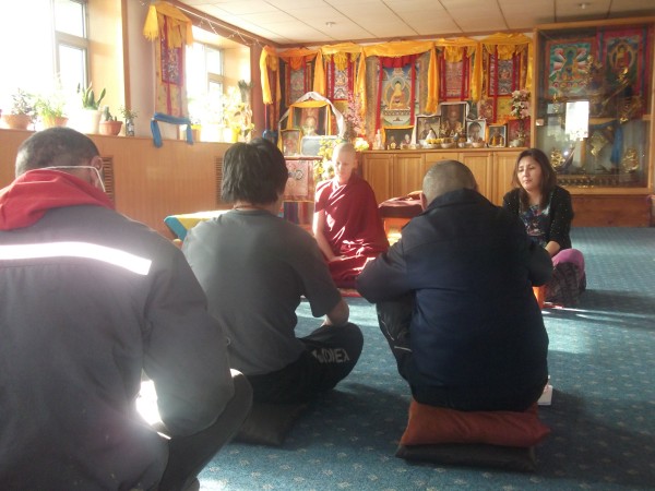 Ven. Thubten Gyalmo provides information on the nature of mind and mental habits to Mongolians with alcohol addiction, 2013. Photo courtesy of Ani Thubten Gyalmo.