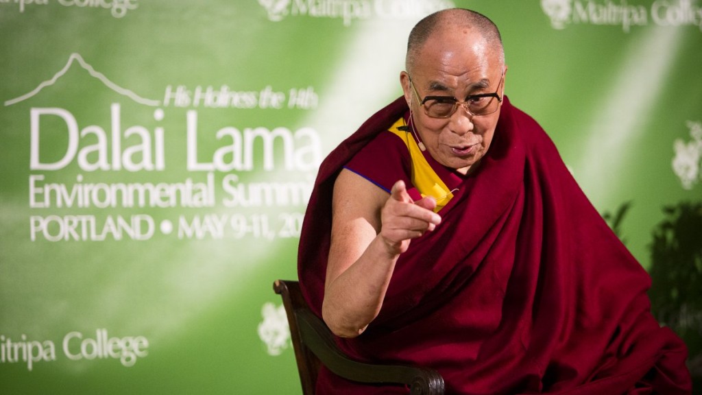 His Holiness the Dalai Lama at Maitripa College's Dalai Lama Environmental Summit, Portland, Oregon, U.S., May 2013. Photo by Leah Nash.