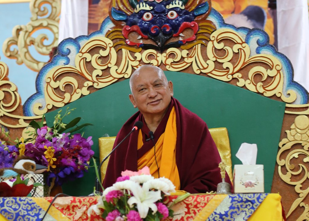 Lama Zopa Rinpoche at 100 Million Mani Retreat, Mongolia, August 2013. Photo by Ven. Roger Kunsang.