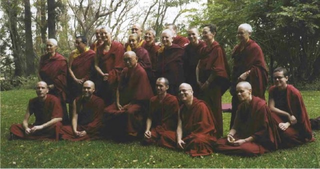 Happy Sangha with Lama Zopa Rinpoche (center).