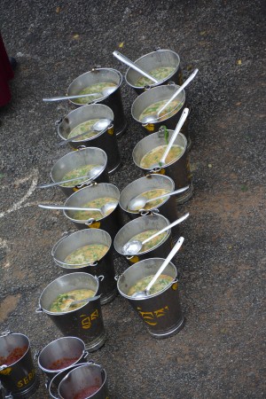 Buckets of soup. Photo courtesy of Sera Je Food Fund.