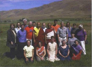 Anam Thubten Rinpoche, Gochen Tulku Rinpoche and David Curtis (center) with students at a 2005 summer seminar in Montana