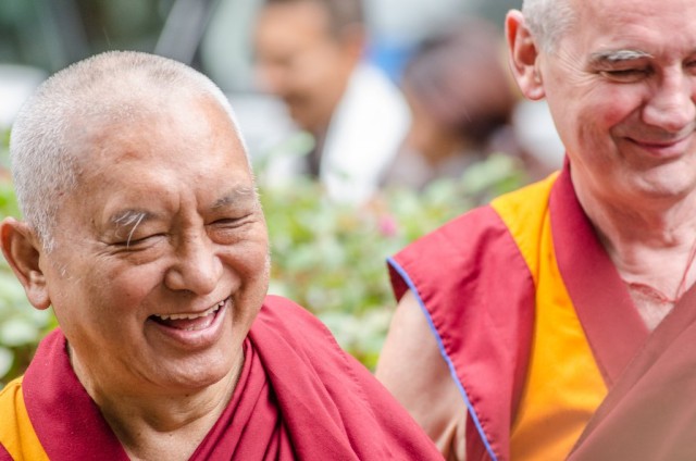 Lama Zopa Rinpoche arriving at Land of Medicine Buddha, September 21, 2013. Photo by Chris Majors.