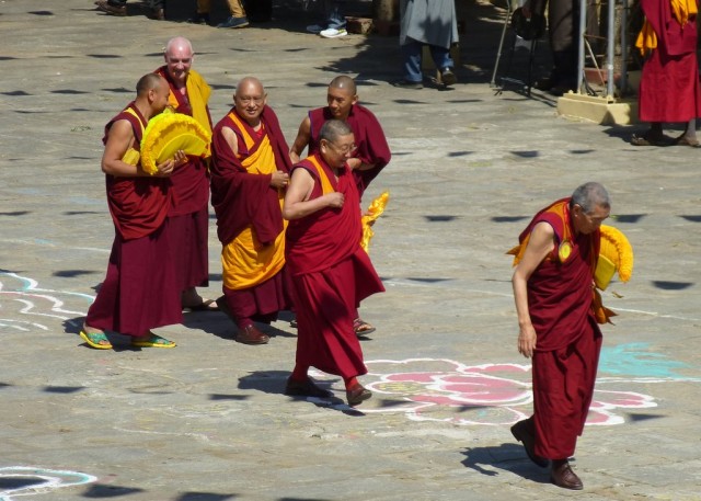Lama Zopa Rinpoche at Sera Monastery, India, December 24, 2013. Photo by Melissa Mouldin.