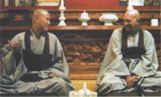 Ven. Gyatso, right, with Zen master Do Kwan Sunitn, at Hwa Gye Sa Monastery