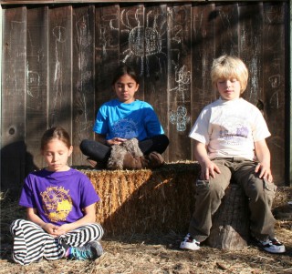 Children practicing mindfulness, Tara Redwood School, Soquel, California, US. Photo courtesy of Tara Redwood School.
