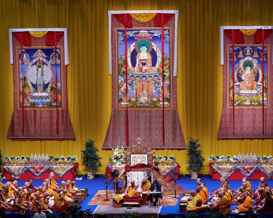 His Holiness the Dalai Lama teaching in Livorno, Italy, June 14, 2014. Photo by Olivier Adam.