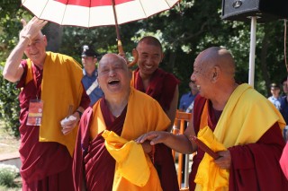 His Holiness the Dalai Lama and Lama Zopa Rinpoche at Istituto Lama Tzong Khapa