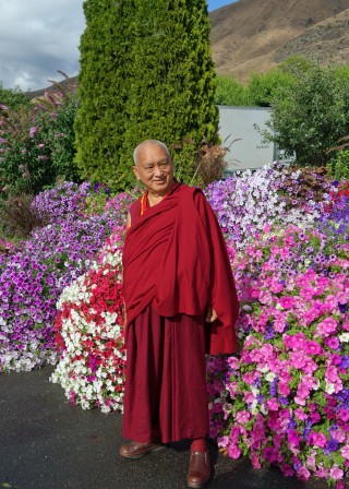Lama Zopa Rinpoche in Washington state, US, July 2014. Photo by Ven. Roger Kunsang.
