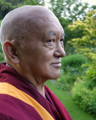 Lama Zopa Rinpoche during his visit to the UK, July 2014. Photo by Ven. Roger Kunsang.