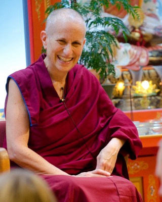 Ven. Thubten Chodron during a talk at Maitripa College, Portland, Oregon, US, March 2013. Photo by Marc Sakamoto.