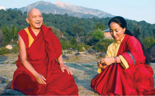 Lama Zopa Rinpoche and Khadro-la, November 2011, India. Photo by Ven. Roger Kunsang.