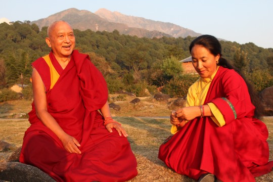 Lama Zopa Rinpoche and Khadro-la, November 2011, India. Photo by Ven. Roger Kunsang.