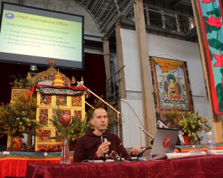 Director of FPMT Education Services Tom Truty speaking at the CPMT 2014, Great Stupa of Universal Compassion, Australia, September 14. Photo by Laura Miller.