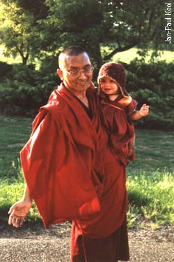 Lama Zopa and Osel, Holland. 1986