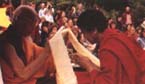 Ven Max Mathews offering a kata to Song Rinpoche